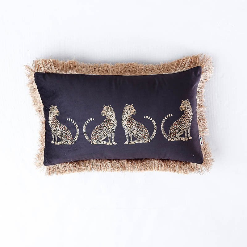 Housse de coussin de canapé à pompons imprimée numériquement