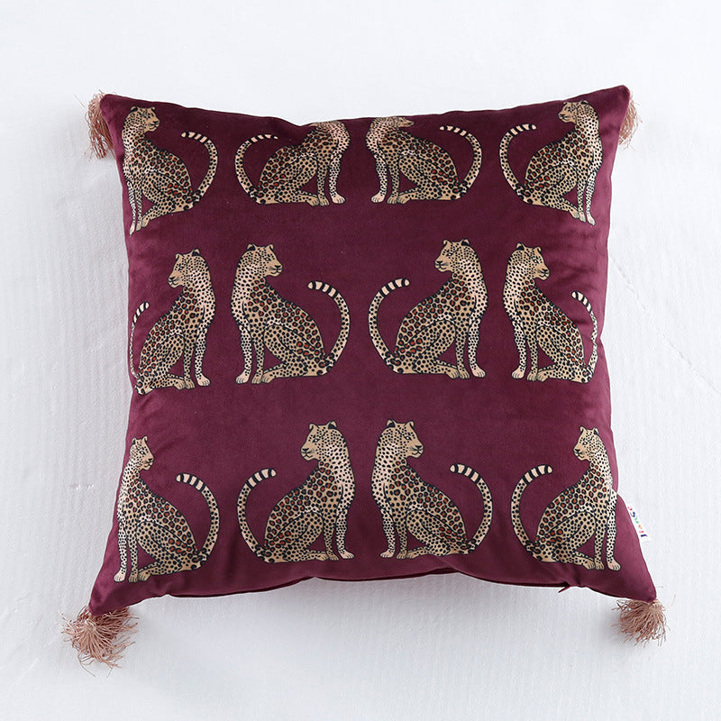 Housse de coussin de canapé à pompons imprimée numériquement