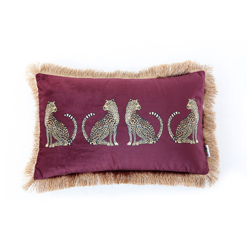 Housse de coussin de canapé à pompons imprimée numériquement