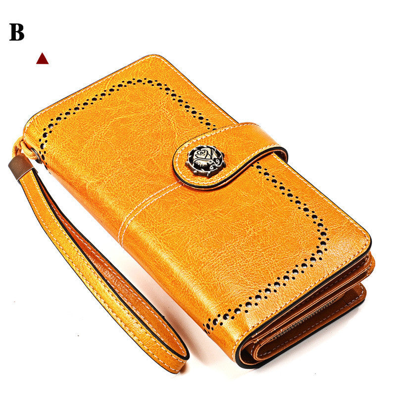 Portefeuille long en cuir de vache souple pour femme