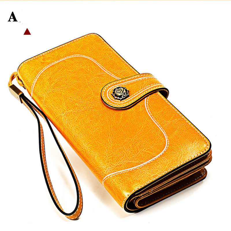 Portefeuille long en cuir de vache souple pour femme