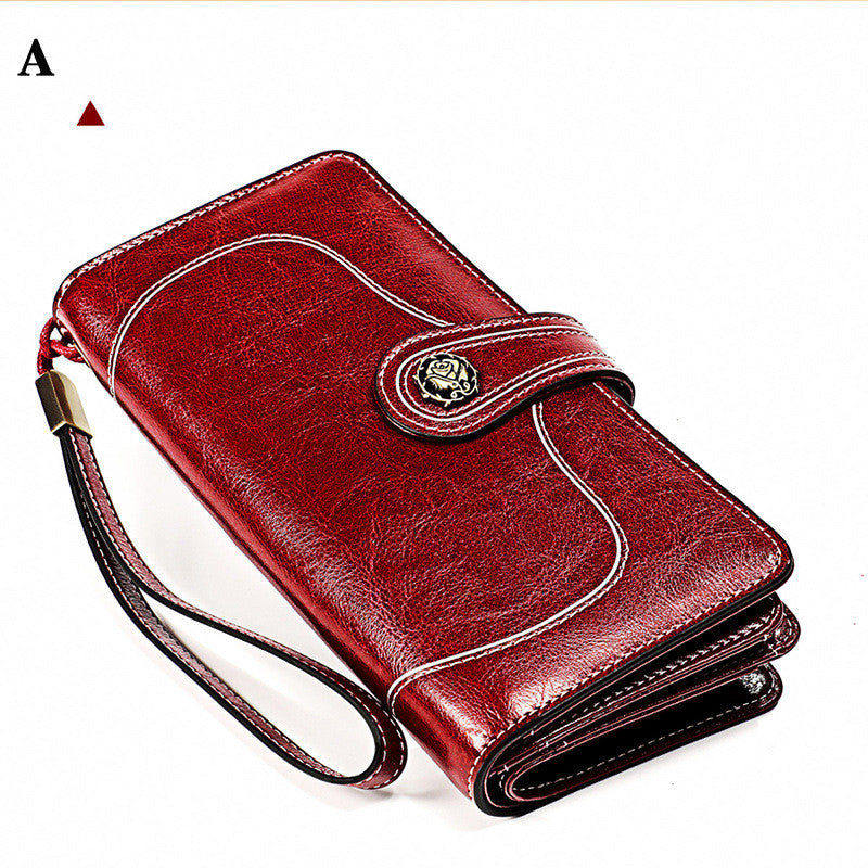 Portefeuille long en cuir de vache souple pour femme