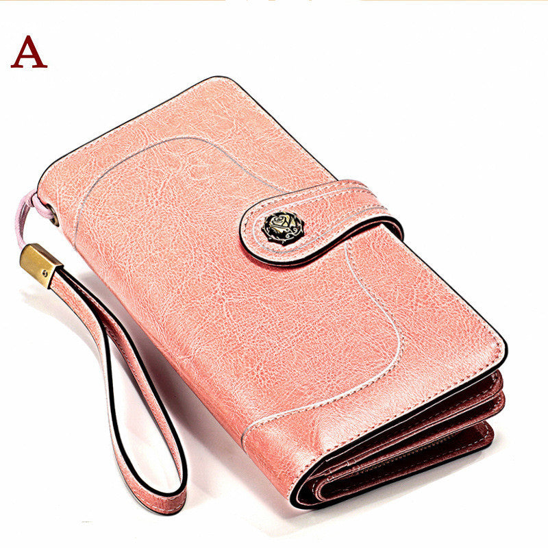 Portefeuille long en cuir de vache souple pour femme
