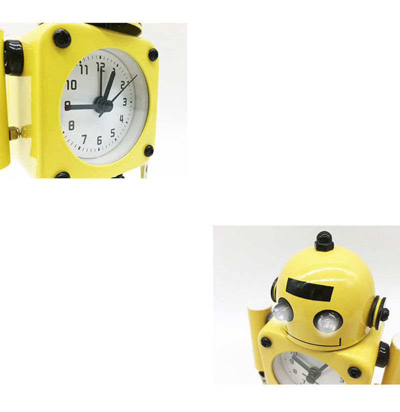 Fun Metal Children's Cartoon Clock Robot Bedroom Small Alarm Clock