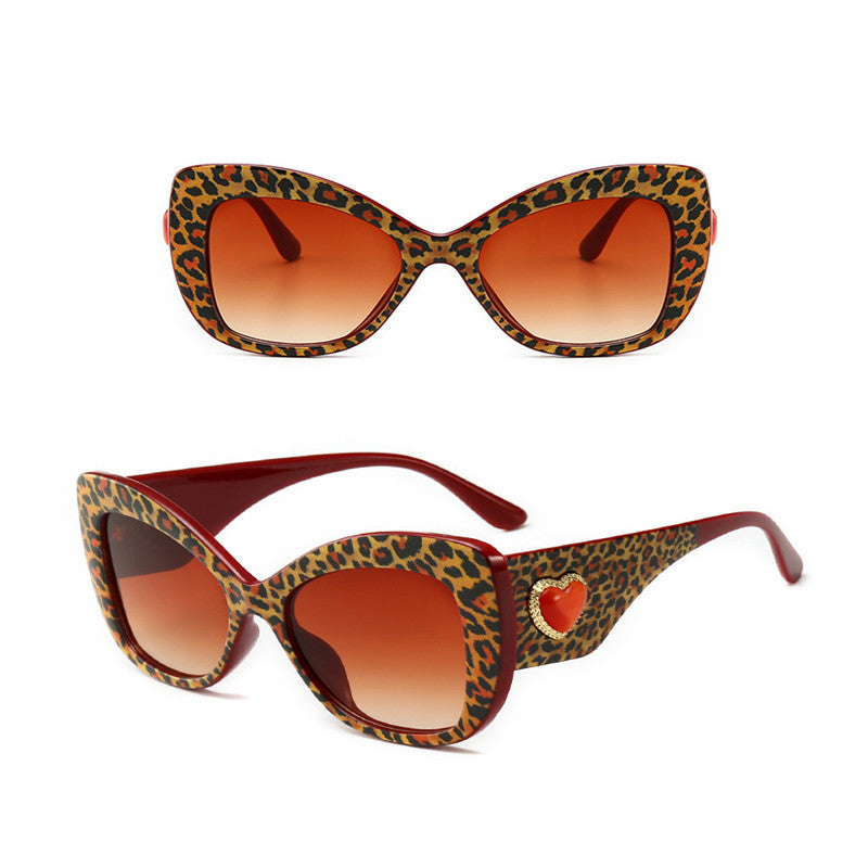 Lunettes de soleil œil-de-chat tendance léopard à grande monture, lunettes de soleil œil-de-chat personnalisées