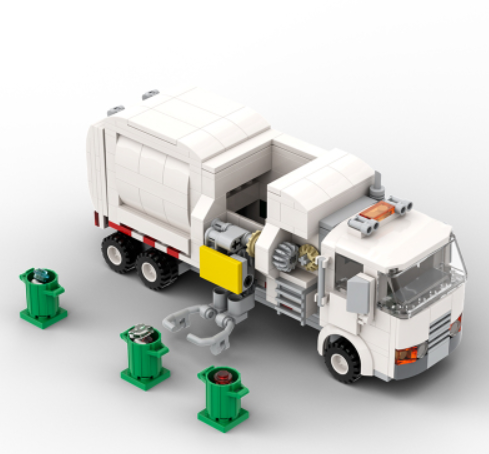 Creative Green And White Sanitation Vehicle Building Blocks Educational Toys