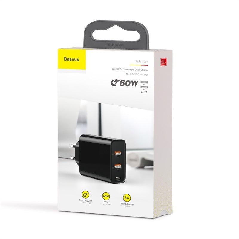 Fast Charger Dual USB Type-CPD Laptop Travel Charger 60w