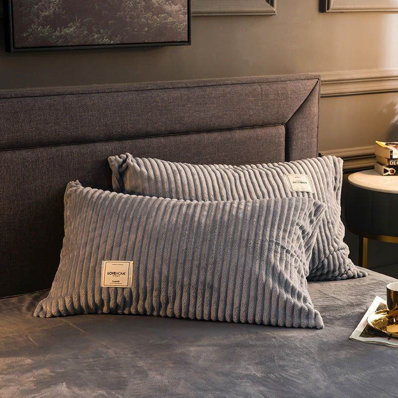 Flannel Pillowcase With Warm Coral Wool In Winter
