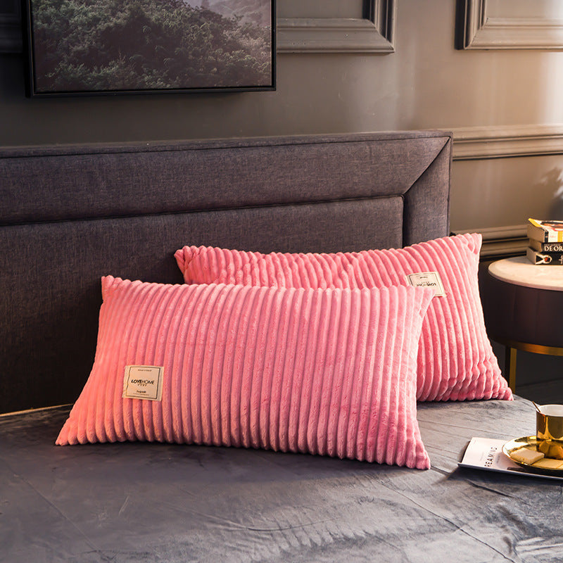 Flannel Pillowcase With Warm Coral Wool In Winter