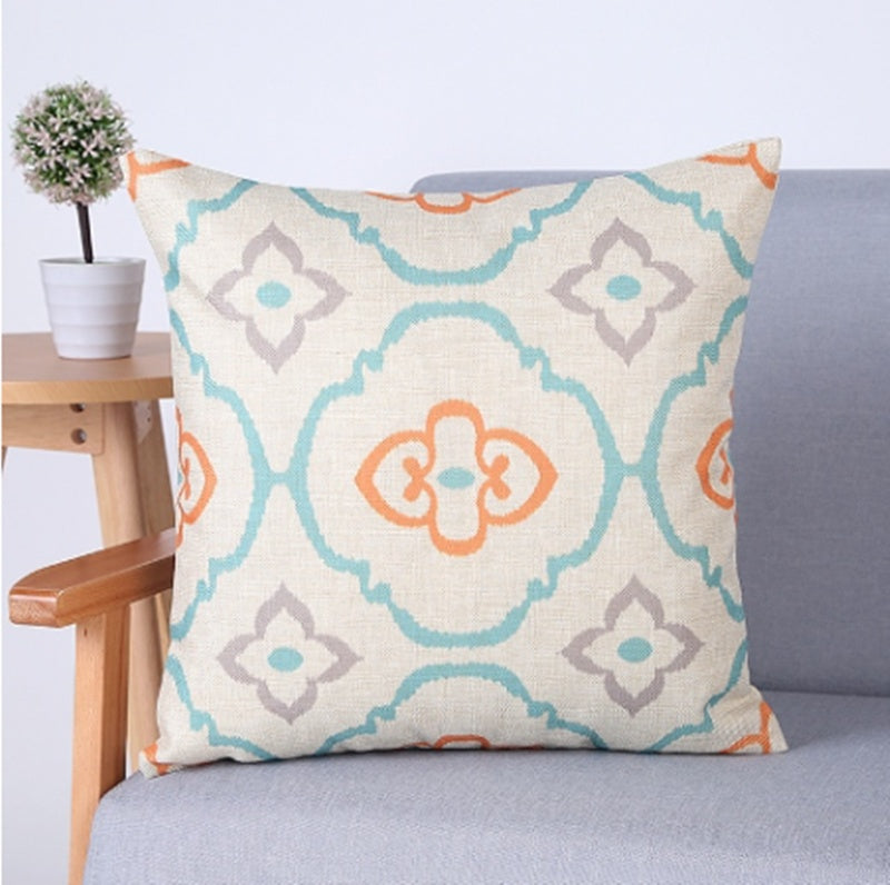 Housse de coussin géométrique en lin pour canapé
