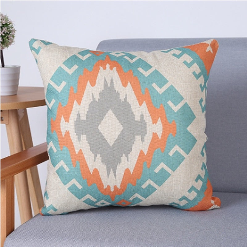 Housse de coussin géométrique en lin pour canapé