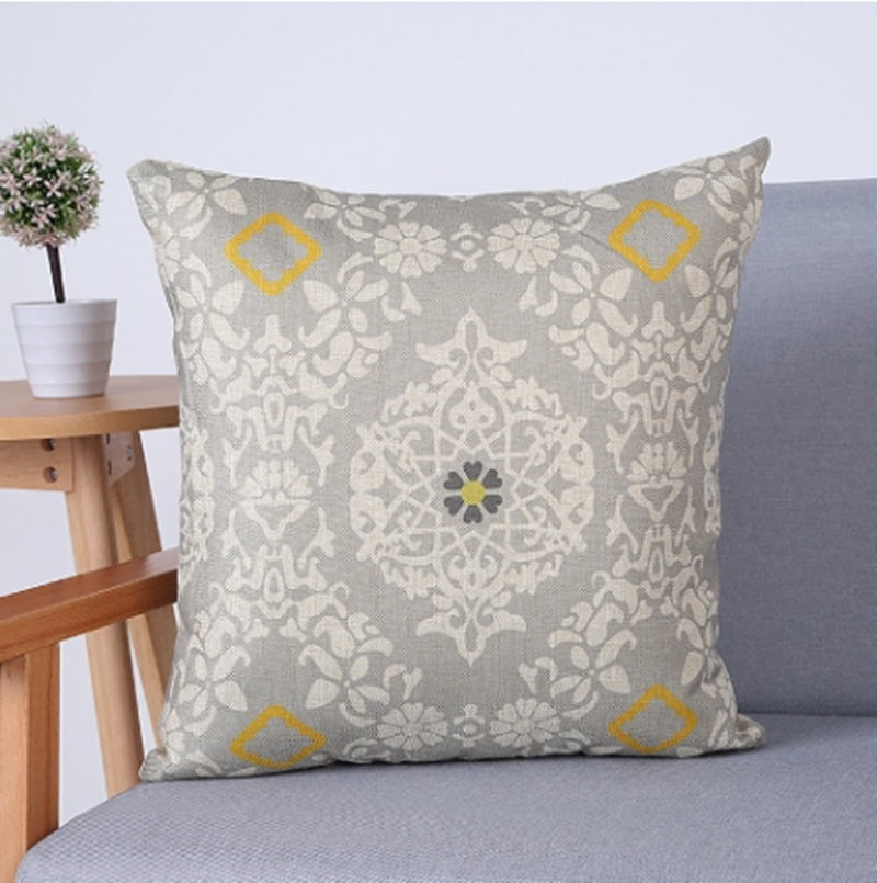 Housse de coussin géométrique en lin pour canapé