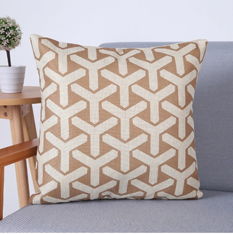 Housse de coussin géométrique en lin pour canapé