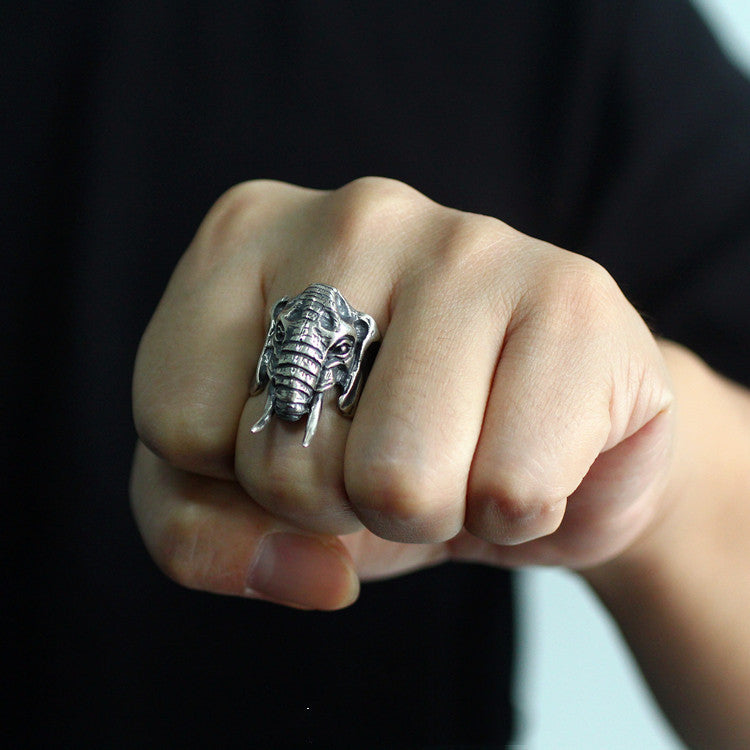 Vintage Personality 925 Sterling Silver Elephant Ring