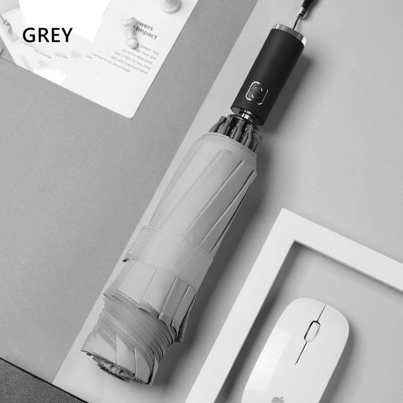 Reflective Automatic Ten-bone Tri-fold Reverse Umbrella