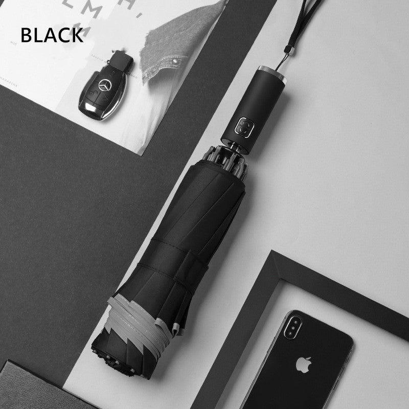 Reflective Automatic Ten-bone Tri-fold Reverse Umbrella