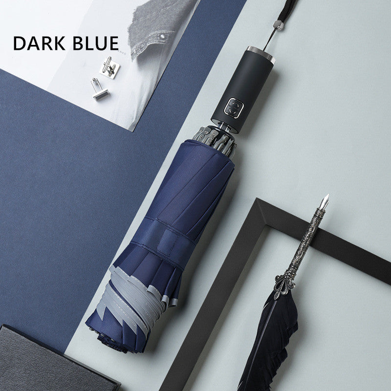 Reflective Automatic Ten-bone Tri-fold Reverse Umbrella
