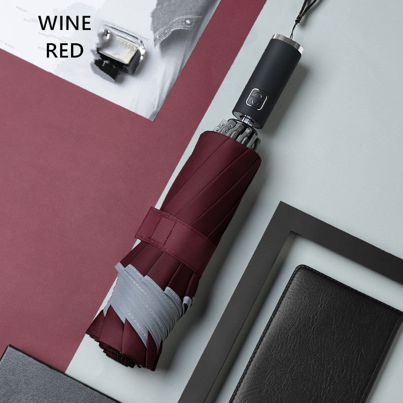 Reflective Automatic Ten-bone Tri-fold Reverse Umbrella