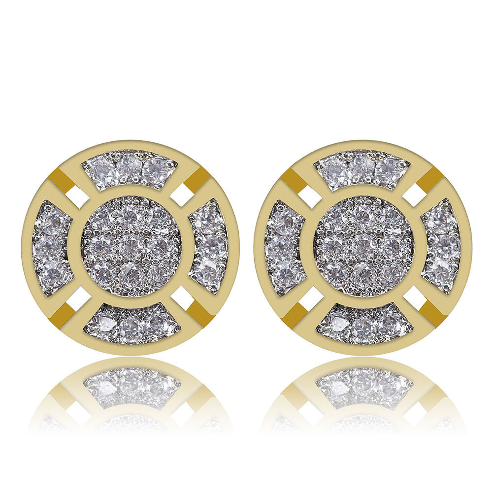 Men's Round Hip Hop Diamond Stud Earrings