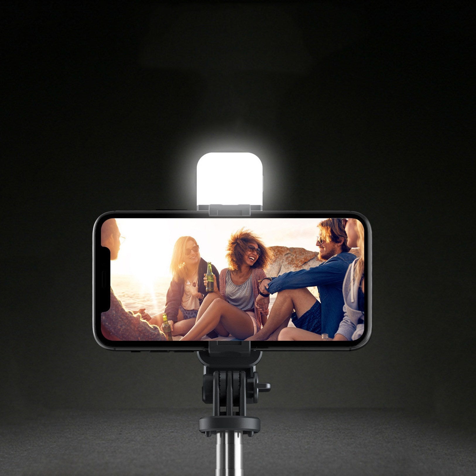 Compatible with Apple, Selfie Stick With Supplementary Light Three-Tone Light Horizontal And Vertical Shot Tripod