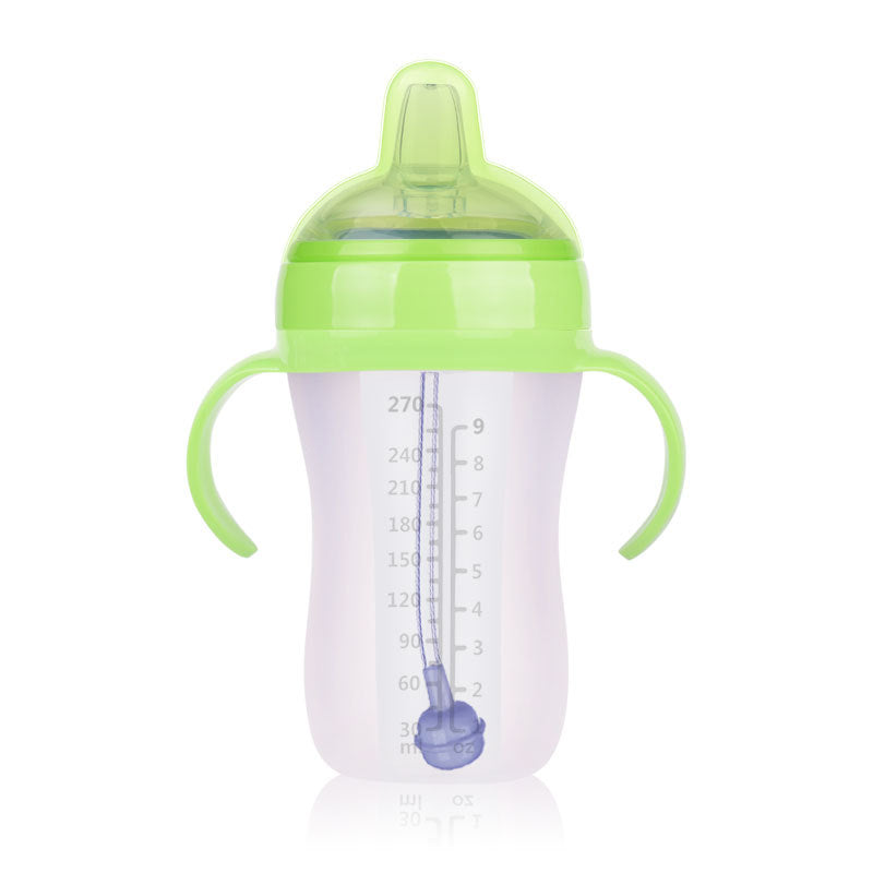 Biberon Bébé Entièrement en Silicone, Anti-Colique et Anti-Chute avec Poignée