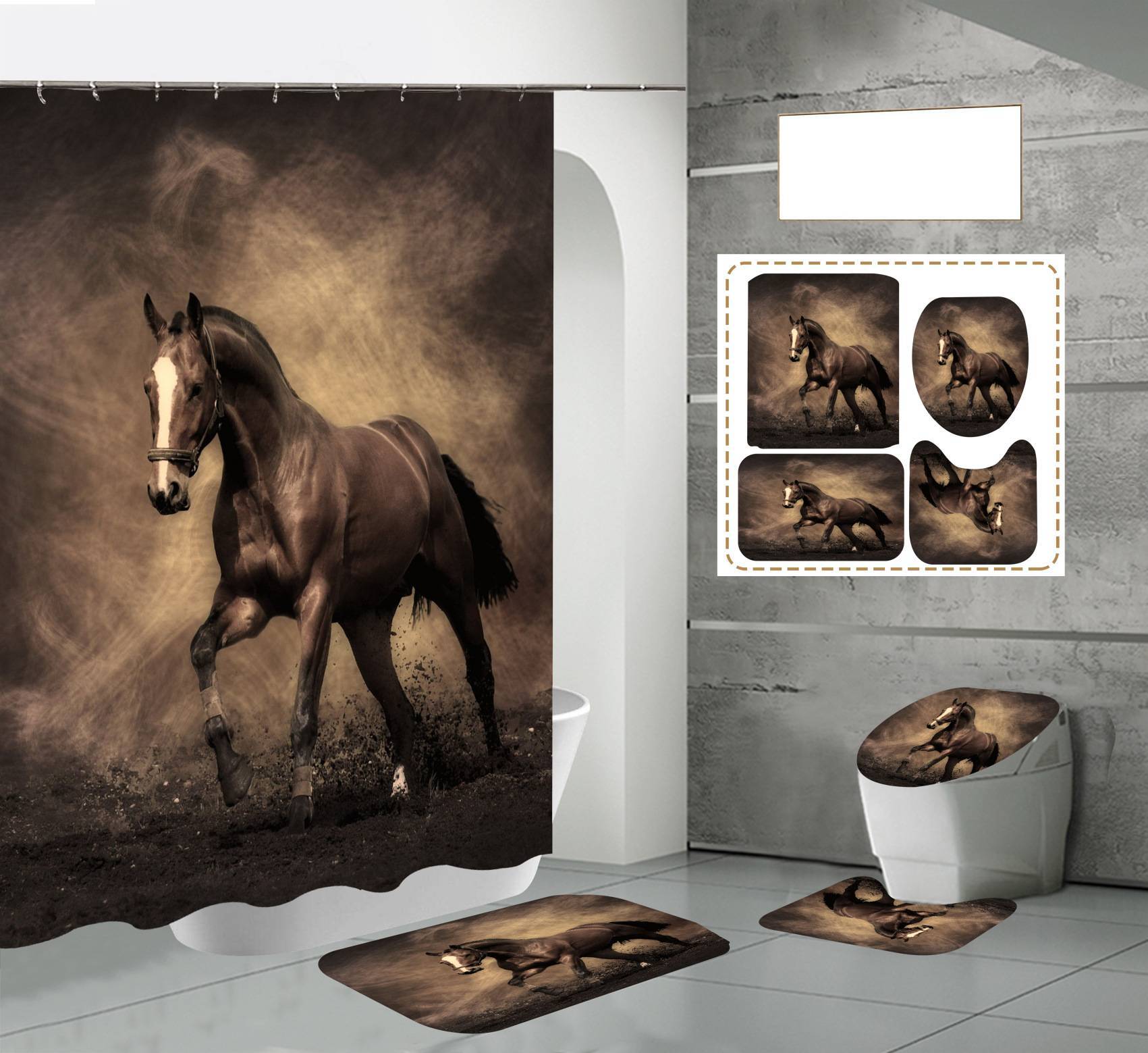 Digital Printing Waterproof Polyester Animal Shower Curtain