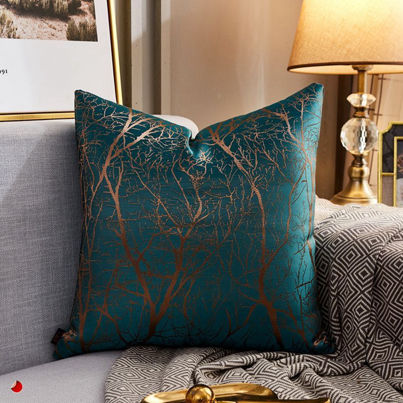 Luxury Modern Lightweight Sofa Car Cushion Cover Silk Satin Hot Stamping Metallic Color Pillowcase