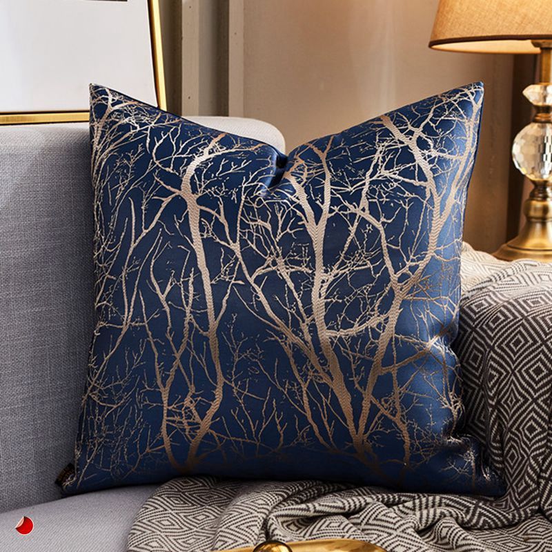 Luxury Modern Lightweight Sofa Car Cushion Cover Silk Satin Hot Stamping Metallic Color Pillowcase
