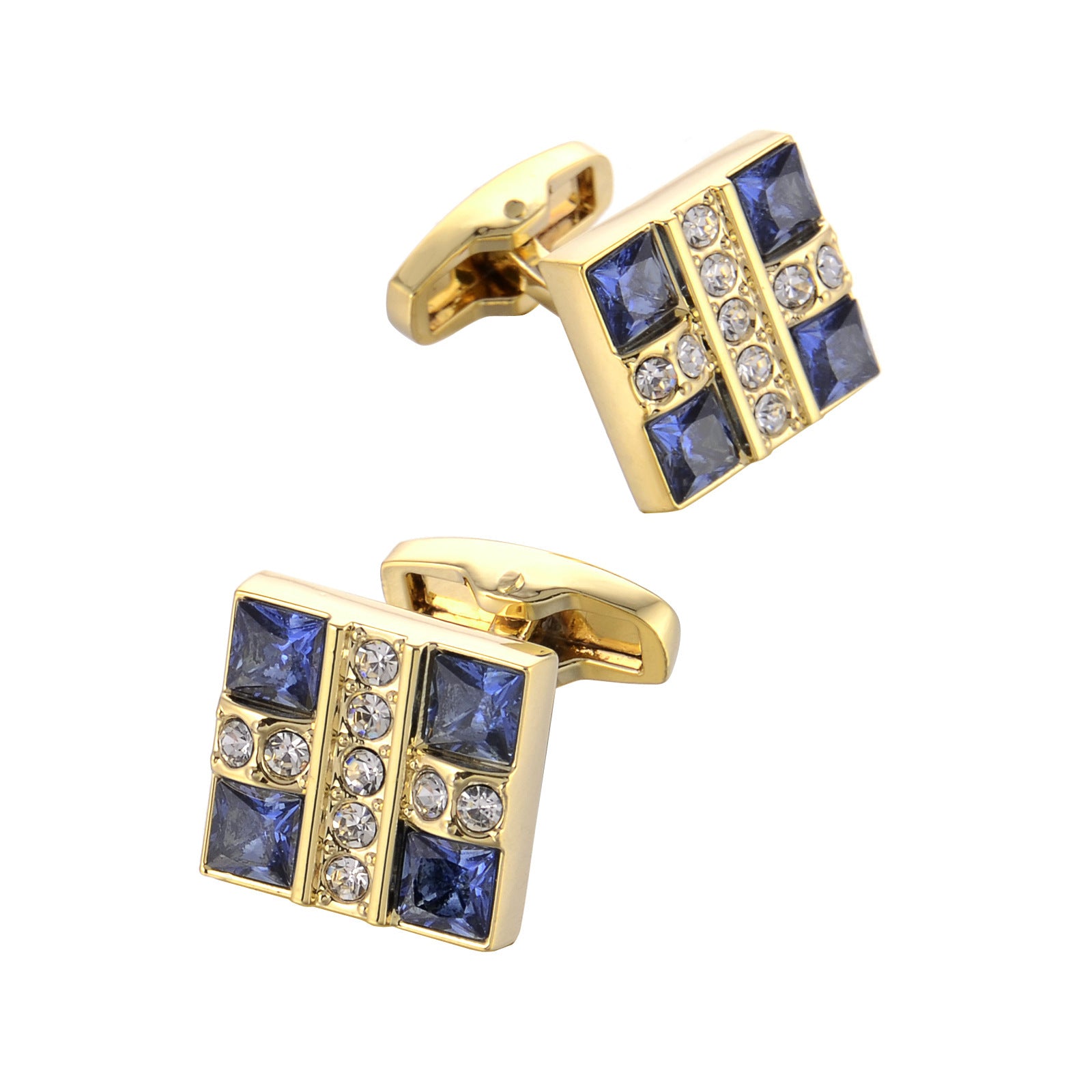 Boutons de manchette chemise cristal bleu, style affaires