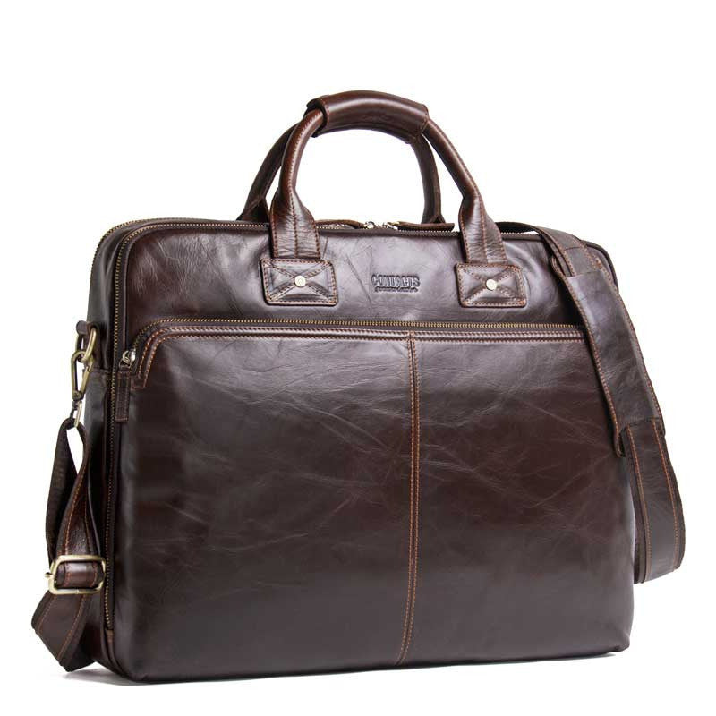 Serviette d'affaires décontractée en cuir, grand sac à bandoulière pour hommes