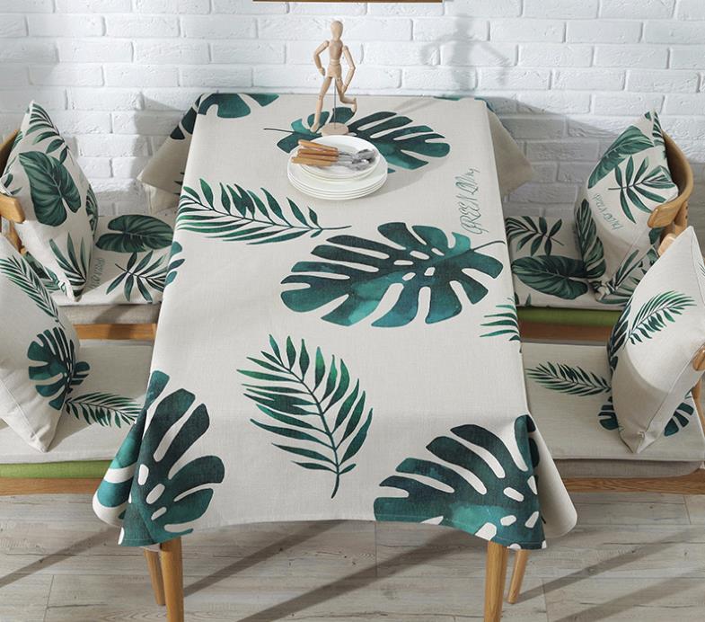 Dining Table Green Planting Tablecloth Cloth Art Cotton And Linen Small Fresh Coffee Table Cover Cloth