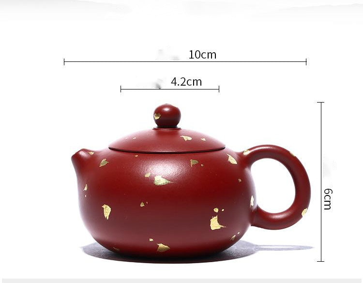 Original ore Dahongpao sketch with gold Xishi pot Kungfu teapot and tea set