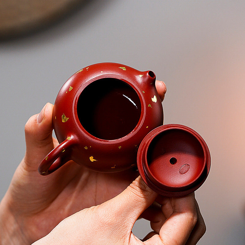 Original ore Dahongpao sketch with gold Xishi pot Kungfu teapot and tea set