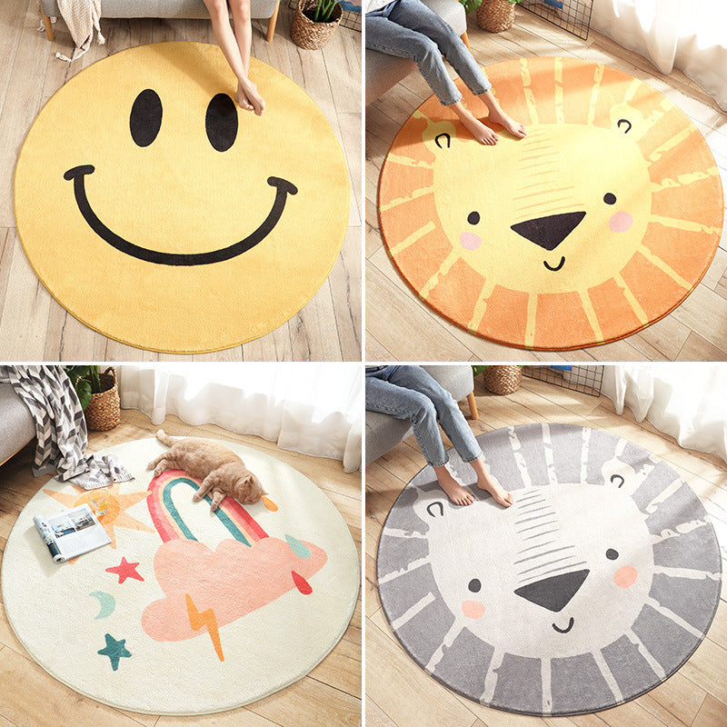 Cartoon Round Lamb Wool Home Living Room Non-Slip Carpet