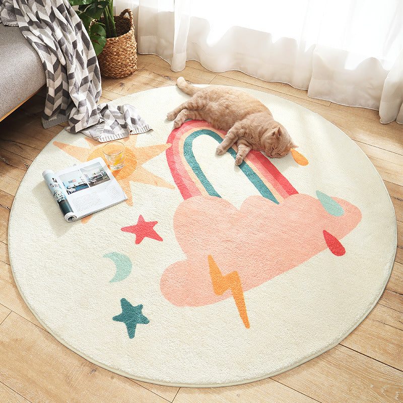 Cartoon Round Lamb Wool Home Living Room Non-Slip Carpet