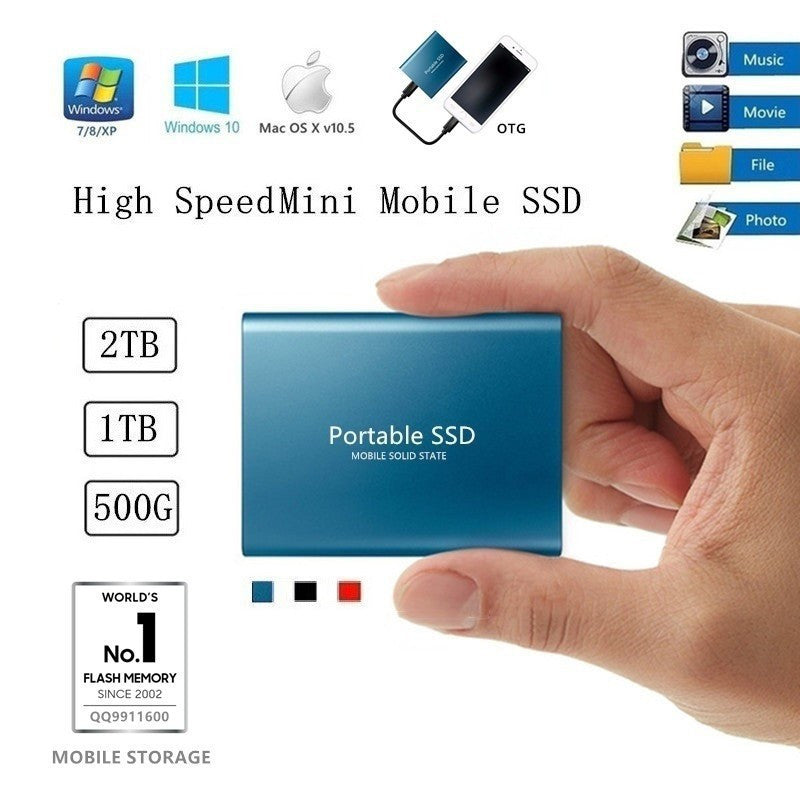 Mini Disque SSD Mobile 2 To Type-C 3.1 Boîtier Métallique