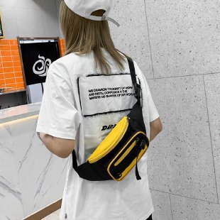 Contrasting Color Oxford Small Chest Bag