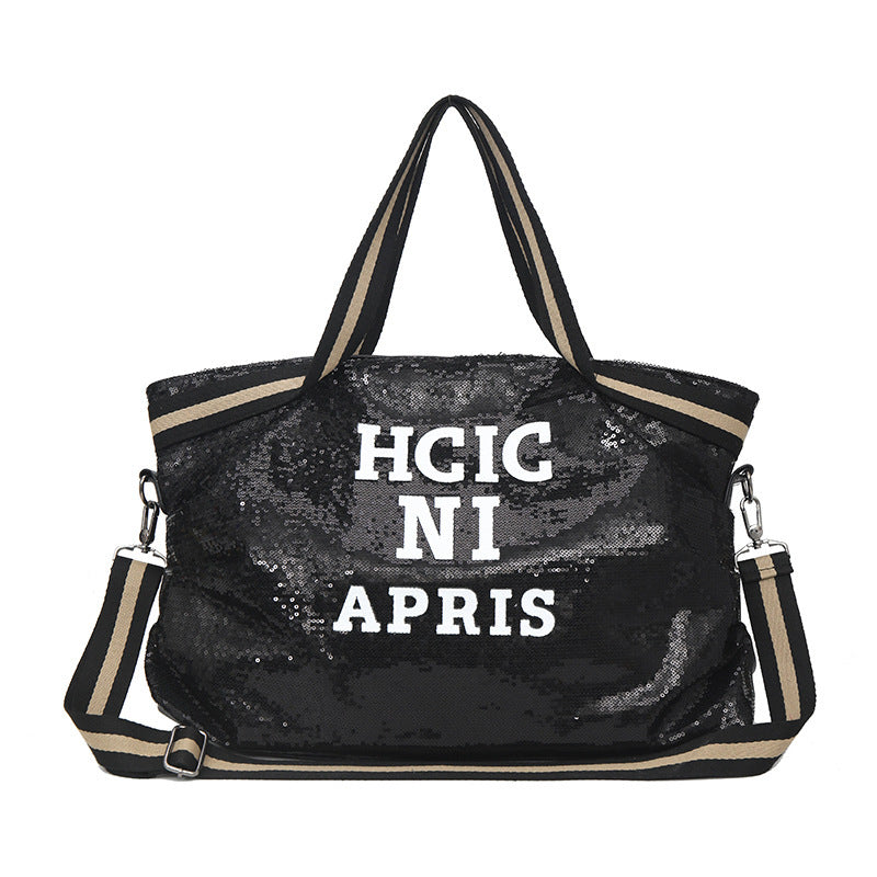 Sequined Bag Yoga Bag Shoulder Leisure Messenger Letter Gym Bag