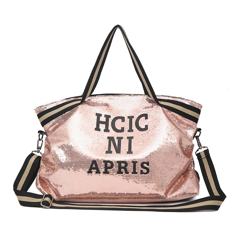 Sequined Bag Yoga Bag Shoulder Leisure Messenger Letter Gym Bag