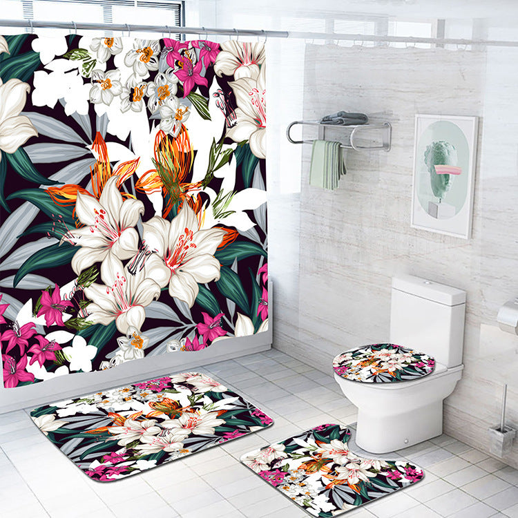 Flower Cactus 3D Digital Printing Waterproof Shower Curtain