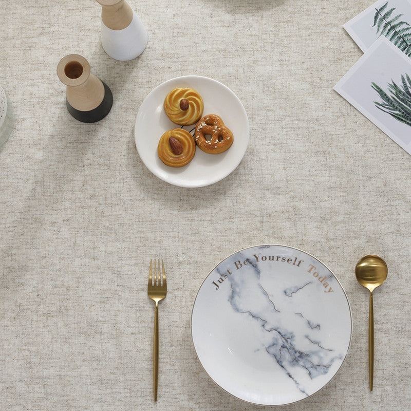 Nordic Simple Slub Hemp Solid Color Tassel Tablecloth