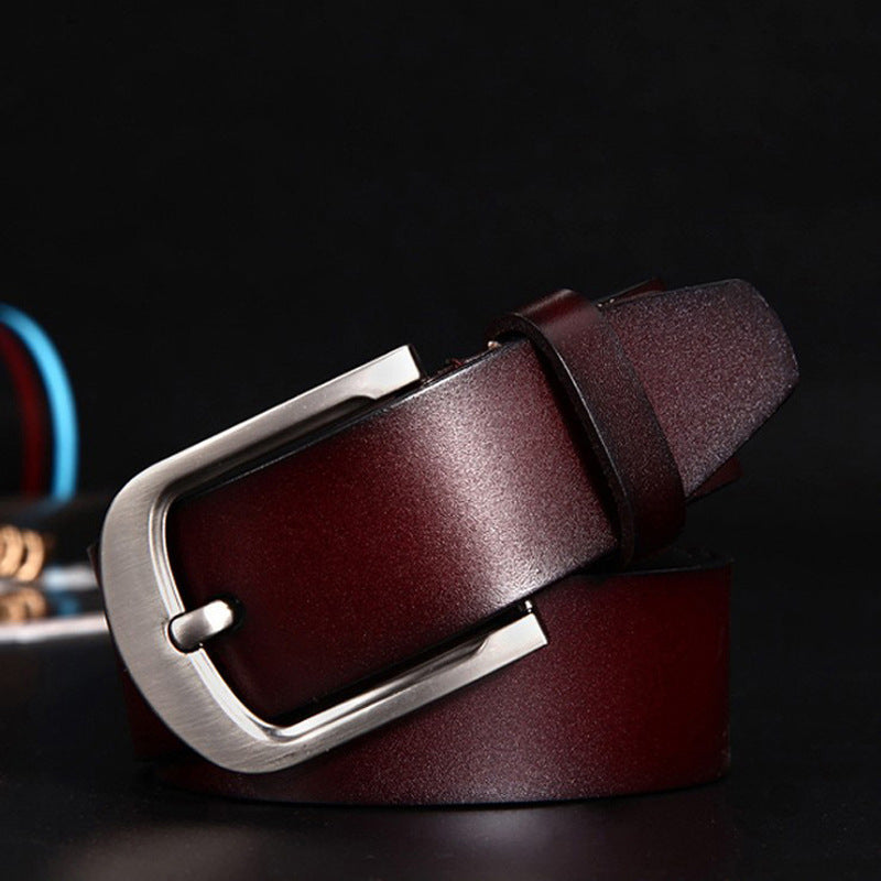 Ceinture vintage en cuir de vachette pour homme, boucle ardillon simple, large