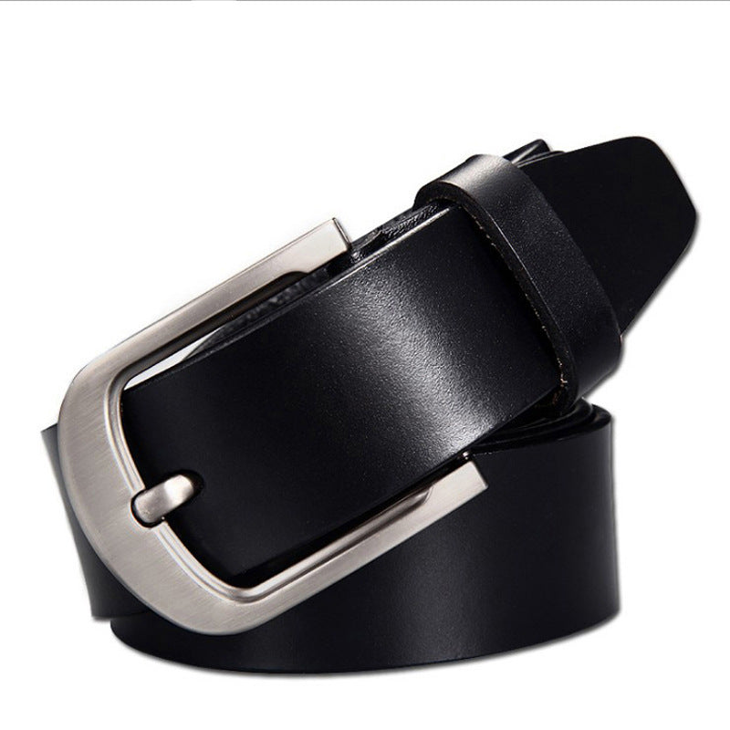 Ceinture vintage en cuir de vachette pour homme, boucle ardillon simple, large