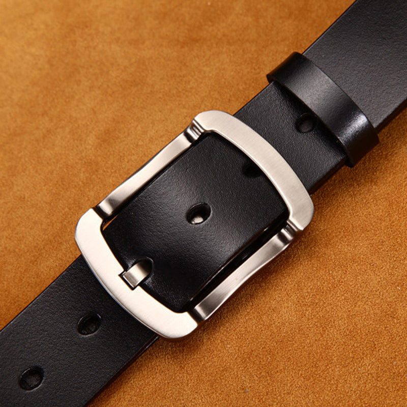 Ceinture vintage en cuir de vachette pour homme, boucle ardillon simple, large