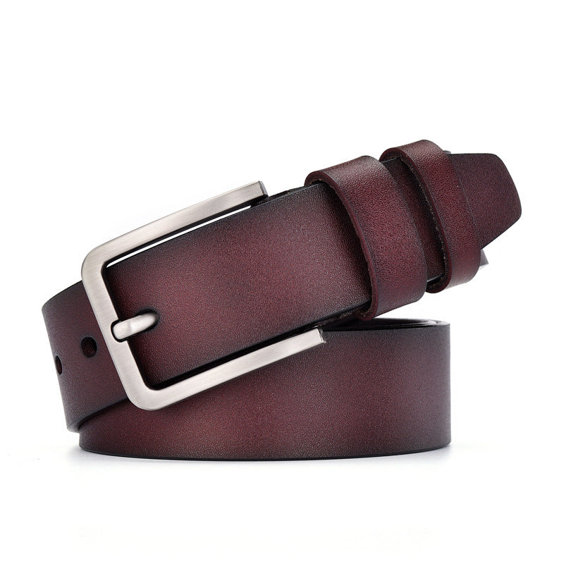 Ceinture vintage en cuir de vachette pour homme, boucle ardillon simple, large