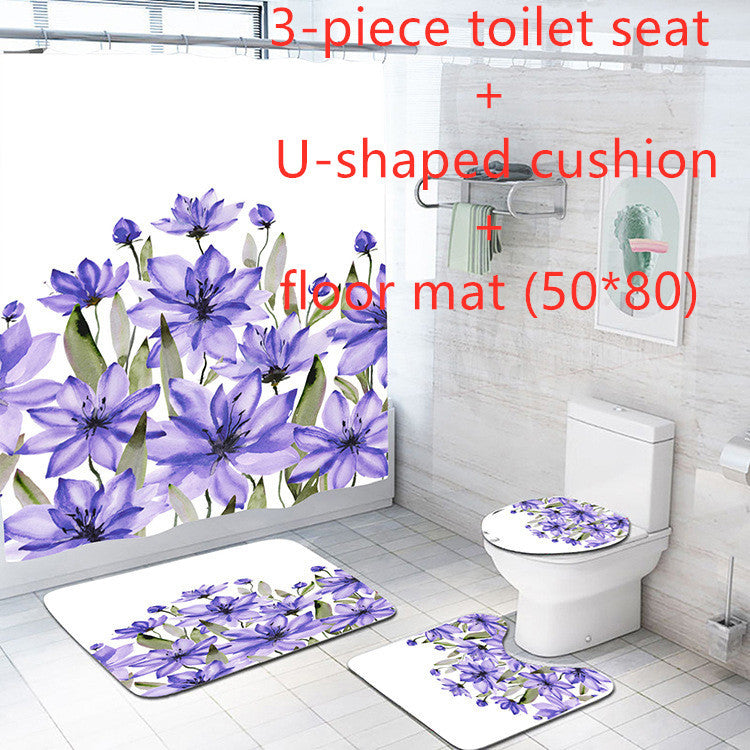 Flower Cactus 3D Digital Printing Waterproof Shower Curtain