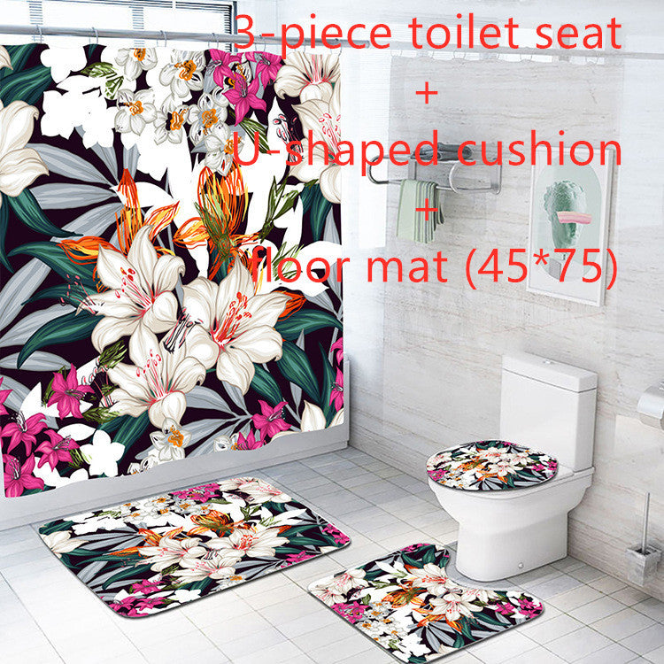 Flower Cactus 3D Digital Printing Waterproof Shower Curtain