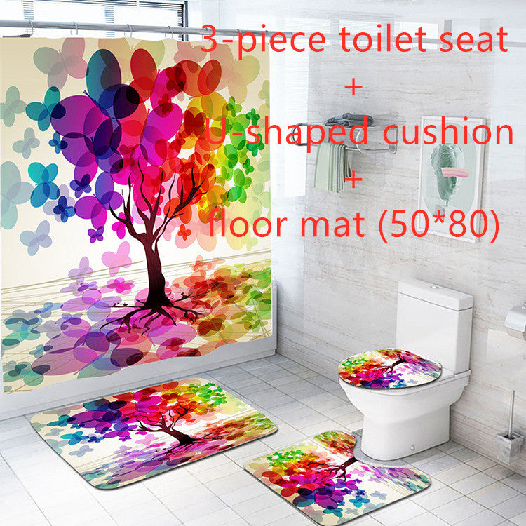 Flower Cactus 3D Digital Printing Waterproof Shower Curtain