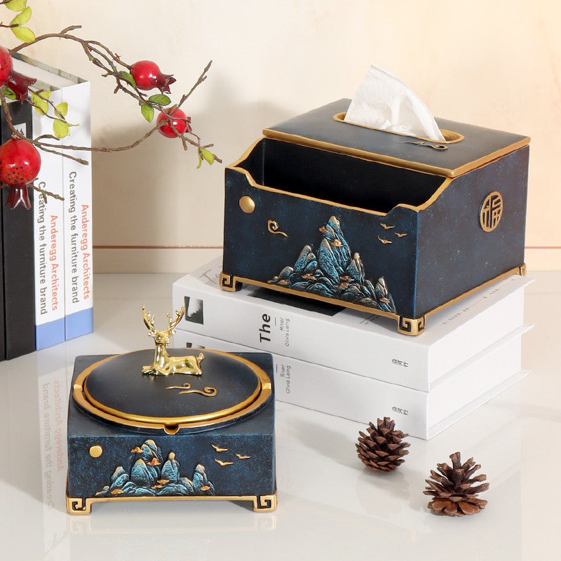 European Luxury Elk Ashtray with Cover Office Living Room Decoration Large Capacity Windproof Car Ashtray Gift for Boyfriend New