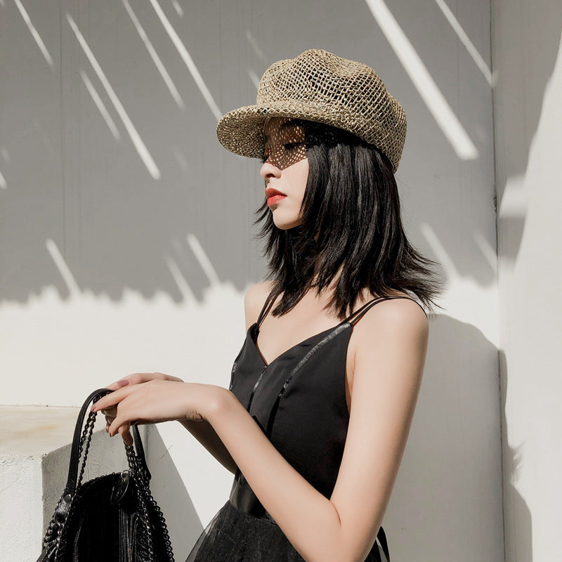 Hollow Octagonal Hat England All-Match Travel Breathable Sun Beret